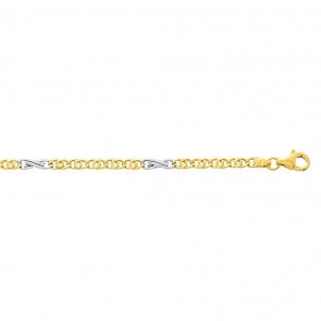 Collier fantasie massiv 750/18 K Gelbgold Bicolor 3mm