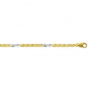 Collier fantasie massiv 750/18 K Gelbgold Bicolor 3mm