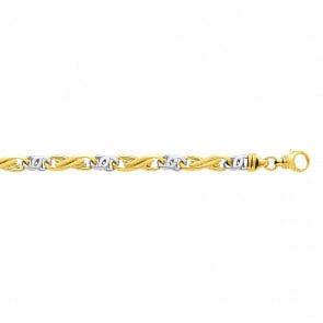 Collier fantaisie massive or jaune 750/18 ct bicolore 5.5mm