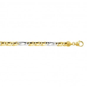 Collier fantaisie massive or jaune 750/18 ct bicolore 7mm