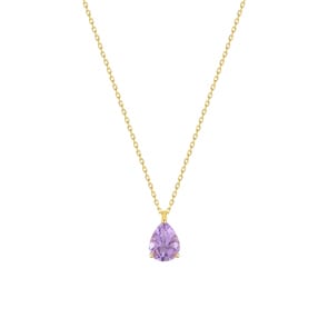 Collier mit Anhänger 375/9 K Gelbgold mit Amethyst Tropfen
