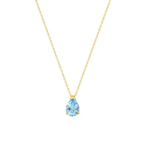Collier mit Anhänger 375/9 K Gelbgold mit Blautopas Tropfen