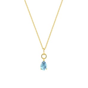 Collier mit Anhänger 375/9 K Gelbgold mit Blautopas Tropfen