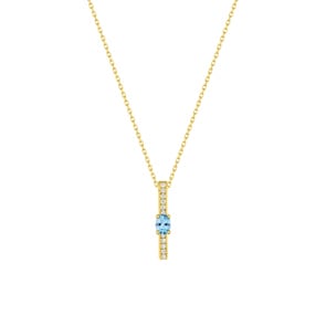 Collier mit Anhänger 375/9 K Gelbgold mit Blautopas & Zirkonia