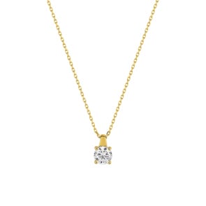 Collier mit Anhänger 375/9 K Gelbgold mit Zirkonia 4.7mm
