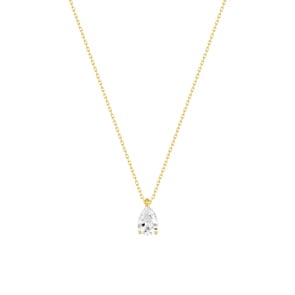 Collier mit Anhänger 375/9 K Gelbgold mit Zirkonia Tropfen 7.0mm