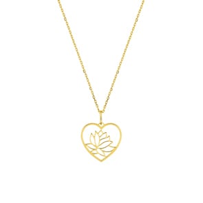 Collier mit Anhänger 375/9 K Gelbgold Rose in Herz