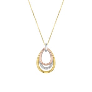 Collier mit Anhänger 375/9 K Tricolor mit Zirkonia