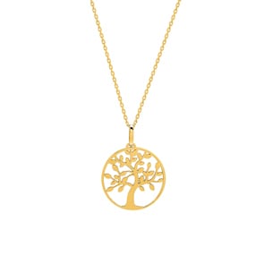 Collier mit Anhänger 750/18 K Gelbgold 42cm, Lebensbaum