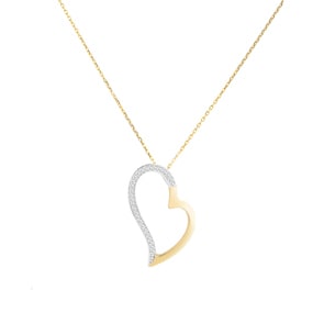 Collier mit Anhänger 750/18 K Gelbgold bicolor mit Zirkonia, Herz