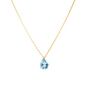 Collier mit Anhänger 750/18 K Gelbgold mit Blautopas Tropfen
