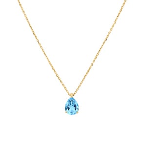 Collier mit Anhänger 750/18 K Gelbgold mit Blautopas Tropfen