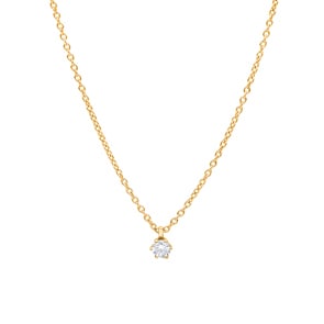 Collier mit Anhänger 750/18 K Gelbgold mit Diamant 0.10 ct H/si, 6-Griff