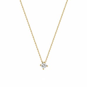 Collier avec pendentif or jaune 750/18 ct avec diamant 0.10 ct H/si