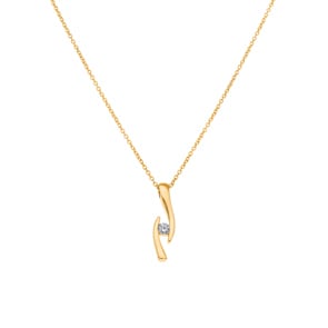Collier mit Anhänger 750/18 K Gelbgold mit Diamant 0.13 ct H/si