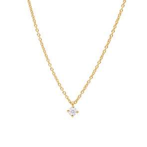 Collier avec pendentif or jaune 750/18 ct avec diamant 0.15 ct H/si, 4 griffes