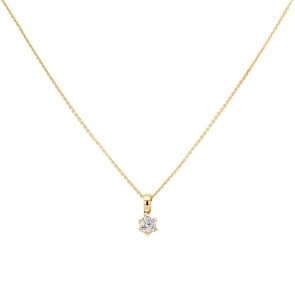 Collier avec pendentif or jaune 750/18 ct avec diamant 0.15 ct H/si