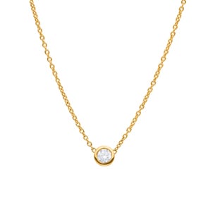 Collier avec pendentif or jaune 750/18 ct avec diamant 0.15 ct H/si, Serti clos