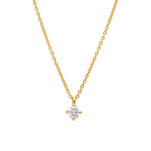 Collier mit Anhänger 750/18 K Gelbgold mit Diamant 0.30 ct H/si, 4-Griff
