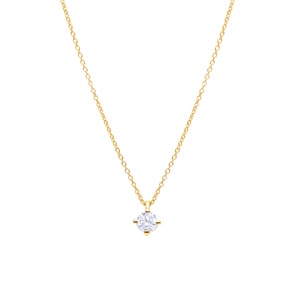 Collier mit Anhänger 750/18 K Gelbgold mit GIA-Diamant 0.50 ct H/si, 4-Griff