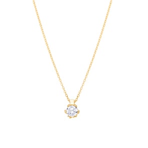 Collier mit Anhänger 750/18 K Gelbgold mit GIA-Diamant 0.50 ct H/si, 6-Griff