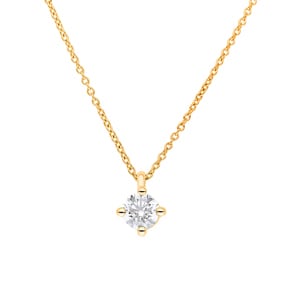 Collier mit Anhänger 750/18 K Gelbgold mit GIA-Diamant 0.70 ct H/si, 4-Griff