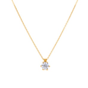 Collier avec pendentif or jaune 750/18 ct avec diamant GIA 0.70 ct H/si, 6 griffes