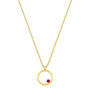 Collier mit Anhänger 750/18 K Gelbgold mit Rubin