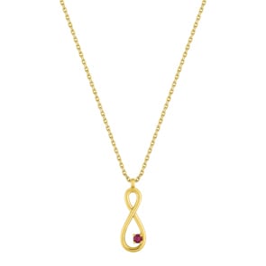 Collier mit Anhänger 750/18 K Gelbgold mit Rubin, Infinity
