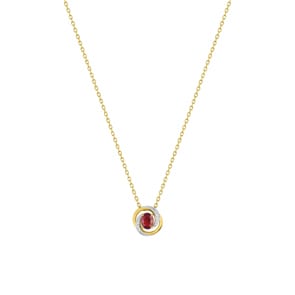 Collier mit Anhänger 750/18 K Gelbgold mit Rubin und Zirkonia