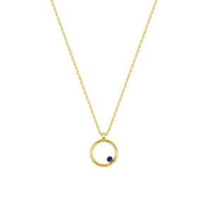 Collier mit Anhänger 750/18 K Gelbgold mit Saphir