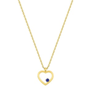 Collier mit Anhänger 750/18 K Gelbgold mit Saphir, Herz
