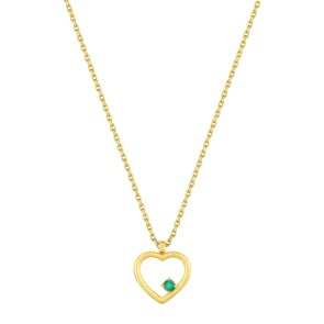 Collier mit Anhänger 750/18 K Gelbgold mit Smaragd, Herz