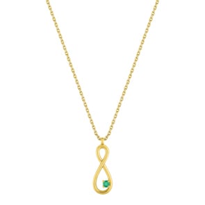 Collier or jaune 750/18 ct avec émeraude, Infinity