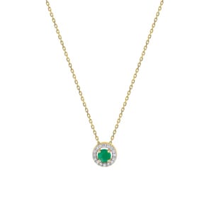 Collier mit Anhänger 750/18 K Gelbgold mit Smaragd & Zirkonia