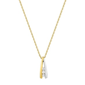 Collier or jaune 750/18 ct avec zircones
