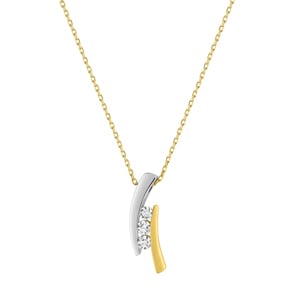 Collier or jaune 750/18 ct avec zircones