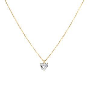 Collier or jaune 750/18 ct avec zircone cœur