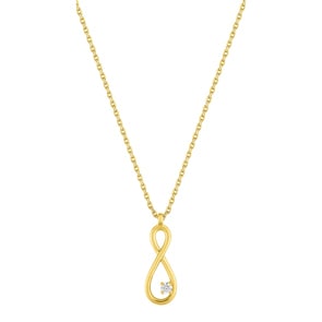 Collier or jaune 750/18 ct avec zircones, Infinity