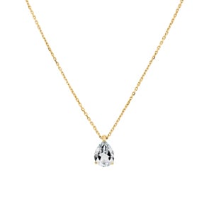 Collier mit Anhänger 750/18 K Gelbgold mit Zirkonia Tropfen