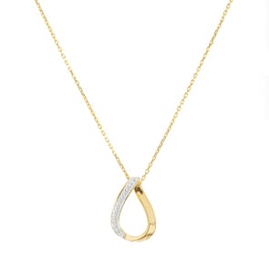 Collier mit Anhänger 750/18 K Gelbgold mit Zirkonia, Tropfen