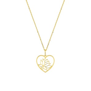 Collier mit Anhänger 750/18 K Gelbgold Rose in Herz