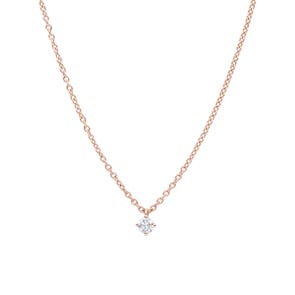 Collier mit Anhänger 750/18 K Roségold mit Diamant 0.10 ct H/si, 4-Griff