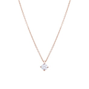 Collier avec pendentif or rosé 750/18 ct avec diamant GIA 0.50 ct H/si, 4 griffes
