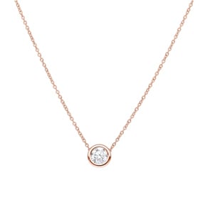 Collier mit Anhänger 750/18 K Roségold mit GIA-Diamant 0.50 ct H/si, Zargenfassung