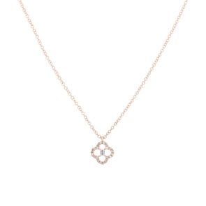 Collier mit Anhänger 750/18 K Roségold mit Diamanten 0.10 ct H/si, Kleeblatt