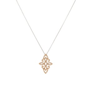 Collier mit Anhänger 750/18 K Weiss-/Roségold mit Diamanten 0.32 ct H/si
