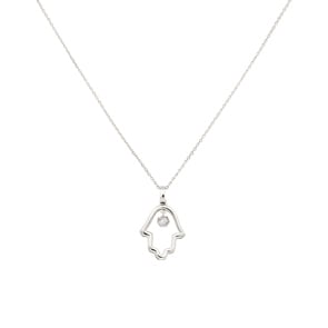 Collier mit Anhänger 750/18 K Weissgold mit Diamant 0.09 ct H/si, Fatimas-Hand