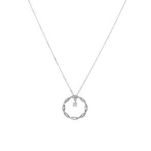 Collier avec pendentif or gris 750/18 ct avec diamant 0.09 ct H/si