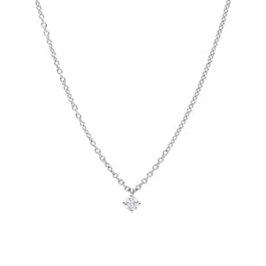 Collier mit Anhänger 750/18 K Weissgold mit Diamant 0.10 ct H/si, 4-Griff
